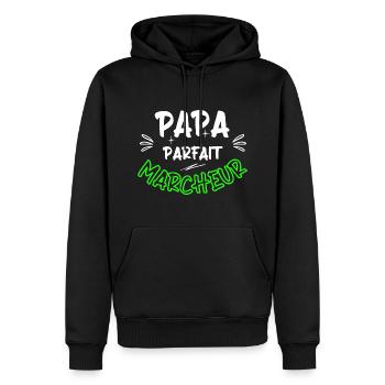 Papa parfait marcheur / randonnée / cadeau - Sweat à capuche Premium bio Homme - noir - Devant - Nico (187cm)