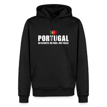 No Helmets No Pads Just Balls Portugal Rugby - Männer Premium Bio Hoodie - Schwarz - Vorne - Nico (187cm)
