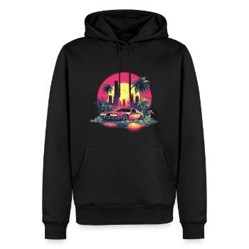 Retro 80s Vintage Car - Männer Premium Bio Hoodie - Schwarz - Vorne - Nico (187cm)