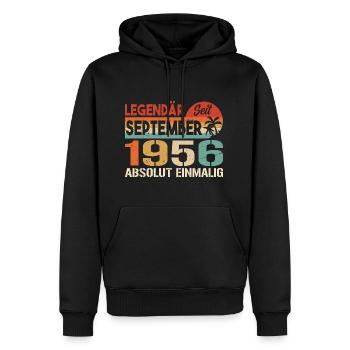 1956 September Vintage Geburtstagsgeschenk 1956 - Männer Premium Bio Hoodie - Schwarz - Vorne - Nico (187cm)