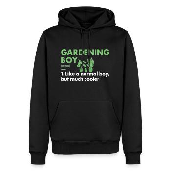 Jardinier Garçon Définition Jardinage - Sweat à capuche Premium bio Homme - noir - Devant - Nico (187cm)