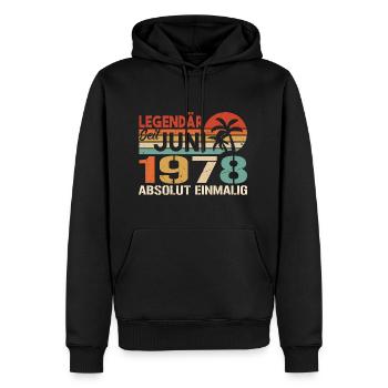 Legendär seit Juni 1978 - Geburtstag 1978 - Männer Premium Bio Hoodie - Schwarz - Vorne - Nico (187cm)