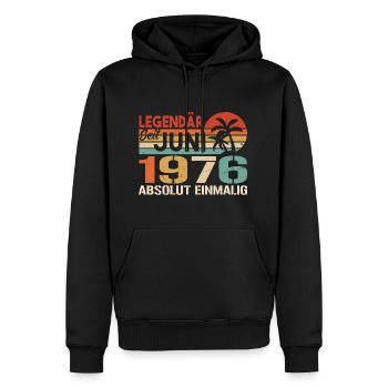 Legendär seit Juni 1976 - Geburtstag 1976 - Männer Premium Bio Hoodie - Schwarz - Vorne - Nico (187cm)