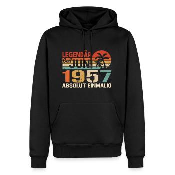 Legendär seit Juni 1957 - Geburtstag 1957 - Männer Premium Bio Hoodie - Schwarz - Vorne - Nico (187cm)