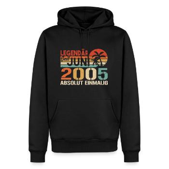 Legendär seit Juni 2005 - Geburtstag 2005 - Männer Premium Bio Hoodie - Schwarz - Vorne - Nico (187cm)