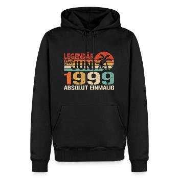 Legendär seit Juni 1999 - Geburtstag 1999 - Männer Premium Bio Hoodie - Schwarz - Vorne - Nico (187cm)