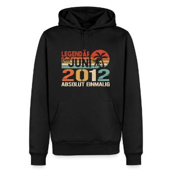 Legendär seit Juni 2012 - Geburtstag 2012 - Männer Premium Bio Hoodie - Schwarz - Vorne - Nico (187cm)
