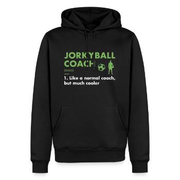 Sport Coach Definition Jorkyball - Männer Premium Bio Hoodie - Schwarz - Vorne - Nico (187cm)