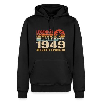 Legendary since March 1949 - absolutely unique - Men’s Premium Organic Hoodie - black - Front - Nico (187cm)