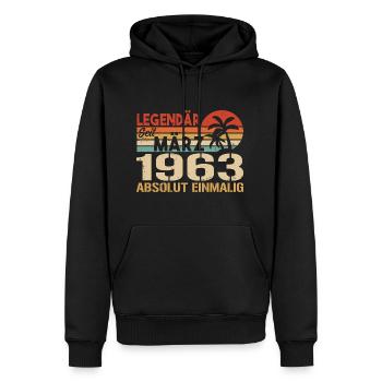 Legendär Seit März 1963 - Absolut Einmalig - Männer Premium Bio Hoodie - Schwarz - Vorne - Nico (187cm)