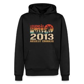 Legendär Seit März 2013 - Absolut Einmalig - Männer Premium Bio Hoodie - Schwarz - Vorne - Nico (187cm)