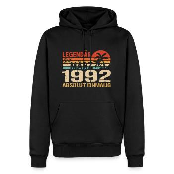 Legendary since March 1992 - absolutely unique - Men’s Premium Organic Hoodie - black - Front - Nico (187cm)