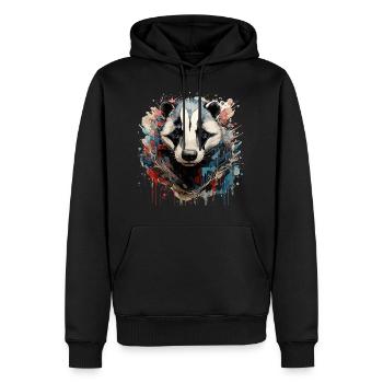 Graffiti Hunter : vibrations du blaireau américain - Sweat à capuche Premium bio Homme - noir - Devant - Nico (187cm)