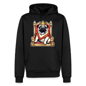 Carlin royal mignon avec couronne et trône - Sweat à capuche Premium bio Homme - noir - Devant - Nico (187cm)
