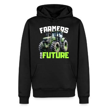 Bauern Demo Proteste 2024 Spruch Farmers for Futur - Männer Premium Bio Hoodie - Schwarz - Vorne - Nico (187cm)