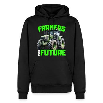 Bauern Demo Proteste 2024 Spruch Farmers for Futur - Männer Premium Bio Hoodie - Schwarz - Vorne - Nico (187cm)