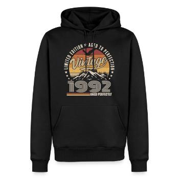1992 Cadeau 33e Anniversaire 1992 Vintage 1992 - Sweat à capuche Premium bio Homme - noir - Devant - Nico (187cm)