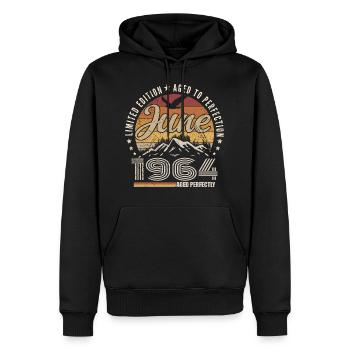 Juni 1964 Geschenk zum 61. Jahrestag Juni 1964 Retro - Männer Premium Bio Hoodie - Schwarz - Vorne - Nico (187cm)