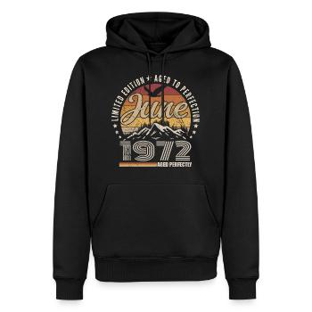 Juni 1972 Geschenk zum 53. Jahrestag Juni 1972 Retro - Männer Premium Bio Hoodie - Schwarz - Vorne - Nico (187cm)
