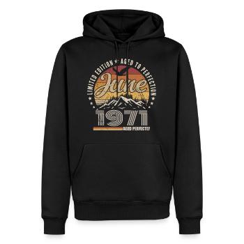 Juni 1971 Geschenk zum 54. Jahrestag Juni 1971 Retro - Männer Premium Bio Hoodie - Schwarz - Vorne - Nico (187cm)