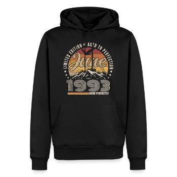 Juin 1993 Cadeau 32e Anniversaire juin 1993 Retro - Sweat à capuche Premium bio Homme - noir - Devant - Nico (187cm)