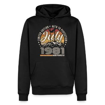 Juli 1981 Geschenk zum 44. Jahrestag Juli 1981 - Männer Premium Bio Hoodie - Schwarz - Vorne - Nico (187cm)