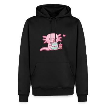 Mignon Axolotl Snacking On Cookies - Sweat à capuche Premium bio Homme - noir - Devant - Nico (187cm)