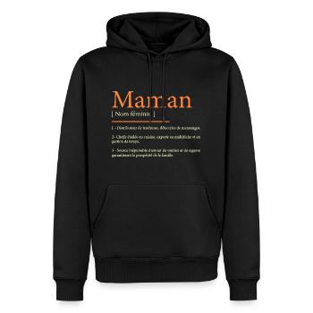 Définition de Maman | Fête des Mères - Sweat à capuche Premium bio Homme - noir - Devant - Nico (187cm)
