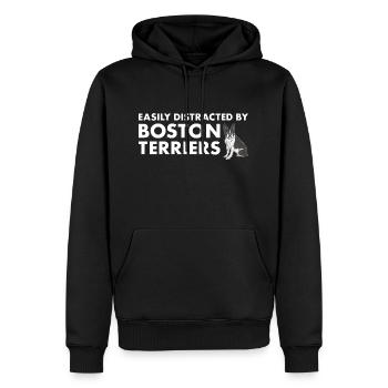 Easily Distracted By Boston Terrier - Männer Premium Bio Hoodie - Schwarz - Vorne - Nico (187cm)