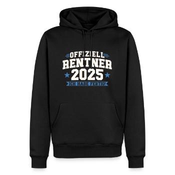 Rentner 2025 Ich habe fertig - Männer Premium Bio Hoodie - Schwarz - Vorne - Nico (187cm)