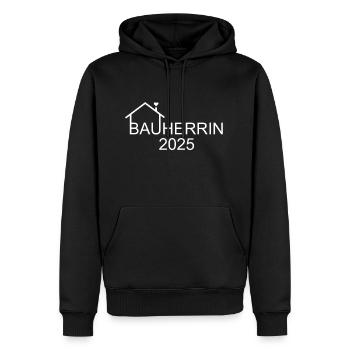 Bauherrin 2025: Eigenheim und Hausbau mit Stil - Männer Premium Bio Hoodie - Schwarz - Vorne - Nico (187cm)