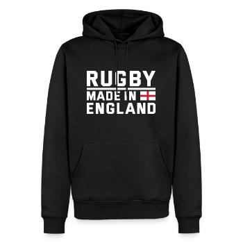 Rugby Made In England Rugby - Men’s Premium Organic Hoodie - black - Front - Nico (187cm)