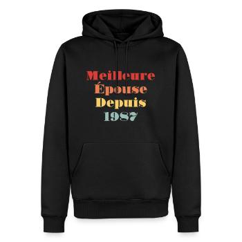 Meilleure Épouse Depuis 1987 - Anniversaire de mar - Sweat à capuche Premium bio Homme - noir - Devant - Nico (187cm)