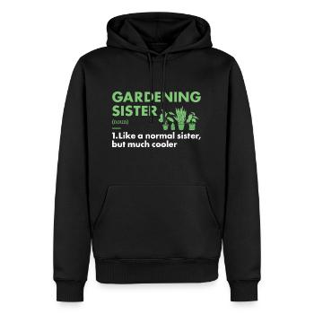 Jardinière Soeur Définition Jardinage - Sweat à capuche Premium bio Homme - noir - Devant - Nico (187cm)