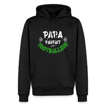 Papa parfait footballeur / foot / cadeau - Sweat à capuche Premium bio Homme - noir - Devant - Nico (187cm)