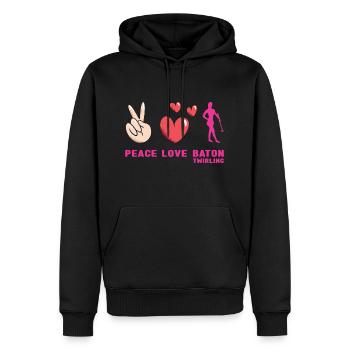 Baton Twirler Peace Love Baton Twirling - Männer Premium Bio Hoodie - Schwarz - Vorne - Nico (187cm)