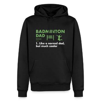 Sport Dad Définition Badminton - Sweat à capuche Premium bio Homme - noir - Devant - Nico (187cm)
