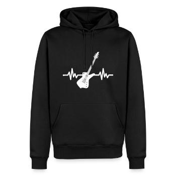 Herzschlag Gitarre - Rock n Roll Punk Band Metal - Männer Premium Bio Hoodie - Schwarz - Vorne - Nico (187cm)