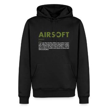 Sport Definition Airsoft - Männer Premium Bio Hoodie - Schwarz - Vorne - Nico (187cm)
