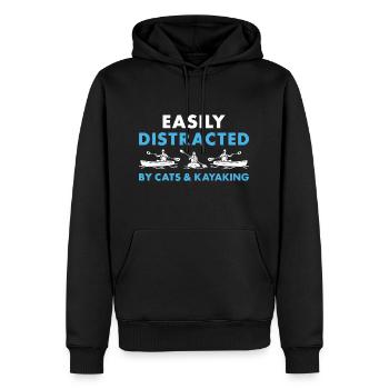 Kayaker Easily Distracted By Cats And Kayaking - Männer Premium Bio Hoodie - Schwarz - Vorne - Nico (187cm)