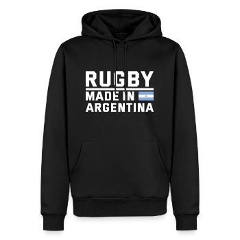 Rugby Made From Argentina Rugby - Männer Premium Bio Hoodie - Schwarz - Vorne - Nico (187cm)