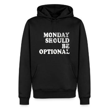 Monday should be optional white - Men’s Premium Organic Hoodie - black - Front - Nico (187cm)
