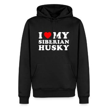 I Love My Siberian Husky - Männer Premium Bio Hoodie - Schwarz - Vorne - Nico (187cm)