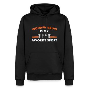 Le travail du bois est mon sport préféré : le menuisier - Sweat à capuche Premium bio Homme - noir - Devant - Nico (187cm)