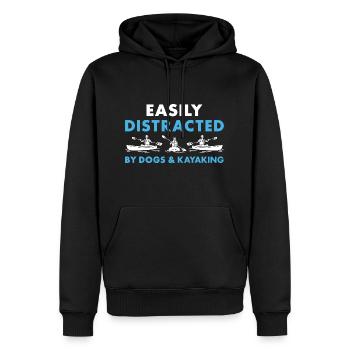 Kayaker Easily Distracted By Dogs And Kayaking - Männer Premium Bio Hoodie - Schwarz - Vorne - Nico (187cm)