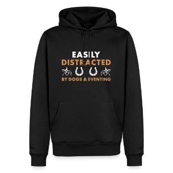 Les cavaliers sont facilement distraits par les chiens et le concours complet - Sweat à capuche Premium bio Homme - noir - Devant - Nico (187cm)