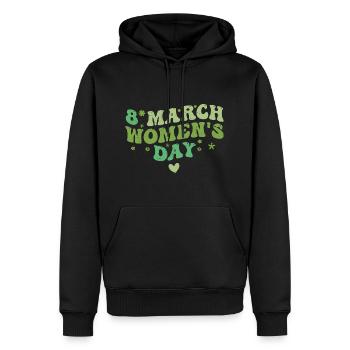 8 mars Journée internationale de la femme - Sweat à capuche Premium bio Homme - noir - Devant - Nico (187cm)