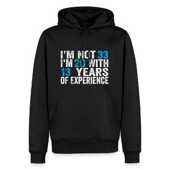 33 ans anniversaire drôle idée d’anniversaire humour 33 - Sweat à capuche Premium bio Homme - noir - Devant - Nico (187cm)