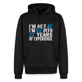 47 ans anniversaire drôle idée anniversaire humour 47 - Sweat à capuche Premium bio Homme - noir - Devant - Nico (187cm)