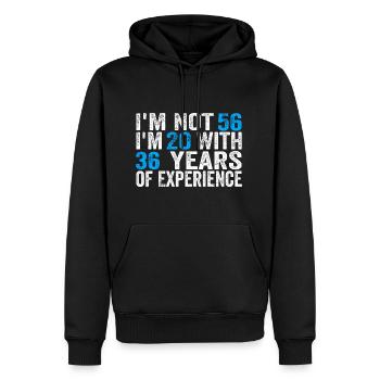 56 ans Anniversaire Drôle Idée d’anniversaire Humour 56 - Sweat à capuche Premium bio Homme - noir - Devant - Nico (187cm)